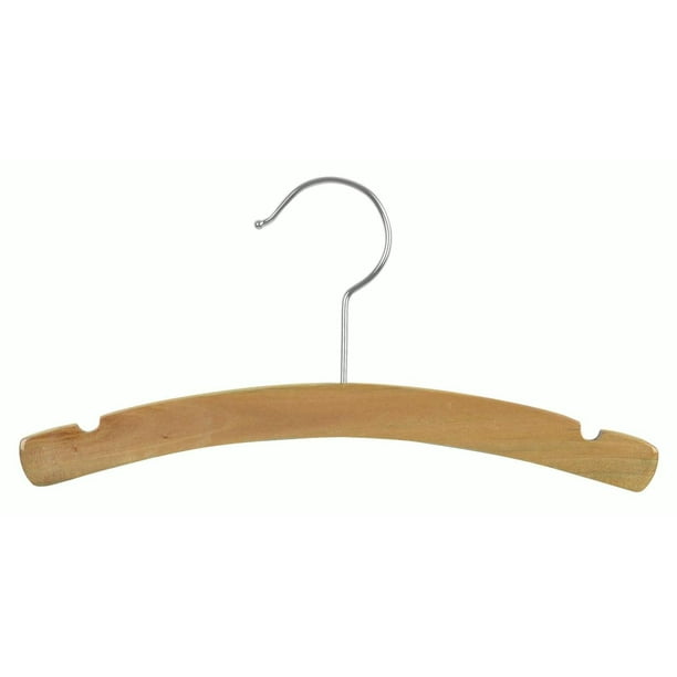 Rounded Wooden Baby Hanger, (Box of 25) 10 Inch Wood Top Hangers w