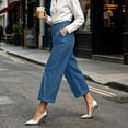 thumbnail image 6 of LEAVINGSUO Jeans for Women High Waisted Wrapped Denim Casual Wide Leg Cropped Pants Sky Blue L, 6 of 6