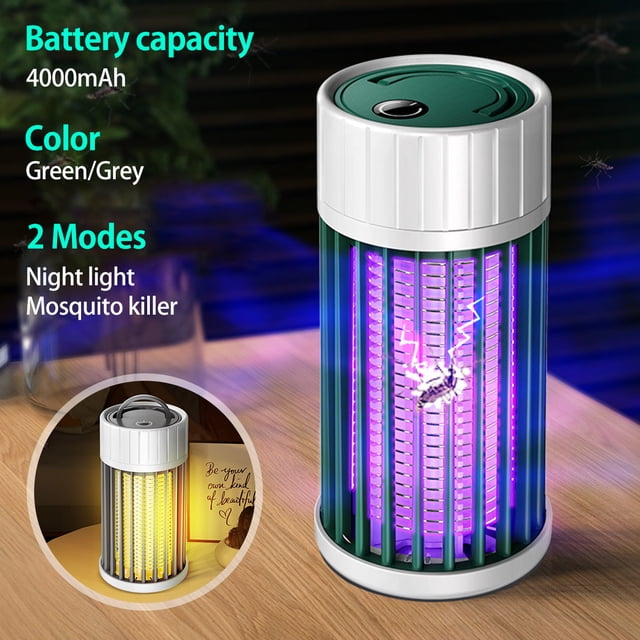 Muyoka Zapper eléctrico portátil para insectos, seguro, no tóxico, para matar mosquitos con luz nocturna, USB, trampa para moscas, lámpara repelente de mosquitos, área de protección de hasta 400 pies Muyoka Hogar
