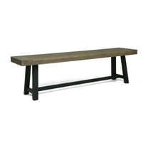 Noble House Raphael 63" Wood Top Patio Dining Bench in Sandblast Gray