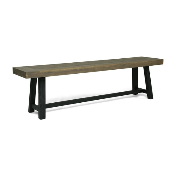 Noble House Raphael 63" Wood Top Patio Dining Bench in Sandblast Gray