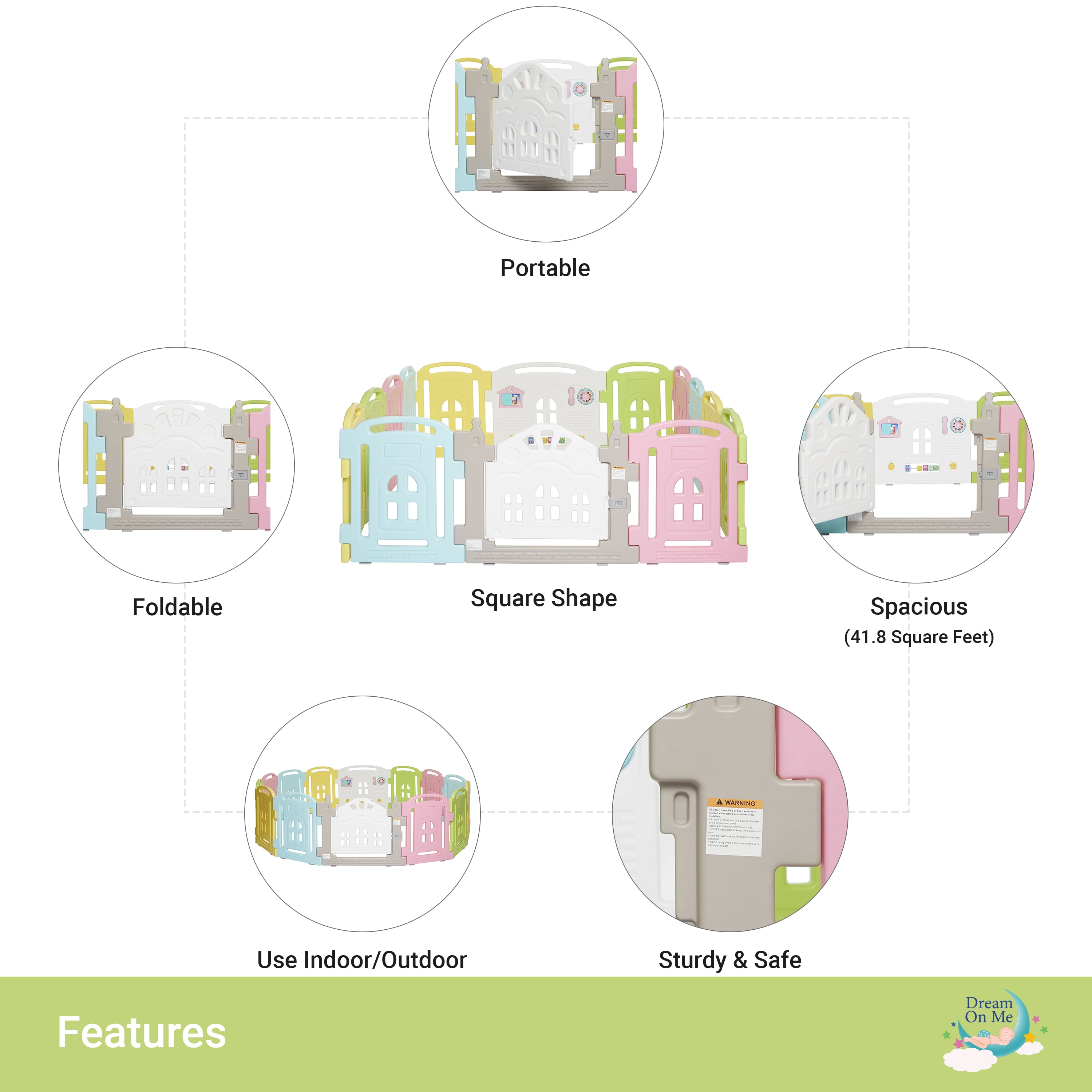 Dream On Me 14 Panel Groovy Play Center/ Playpen / Playard