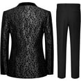 thumbnail image 2 of Floral 3 Piece Tuxedos Suits for Men Jacquard Tailored Fit Bow Tie Suits One Button Jacket Pants Party Prom Set, 2 of 5
