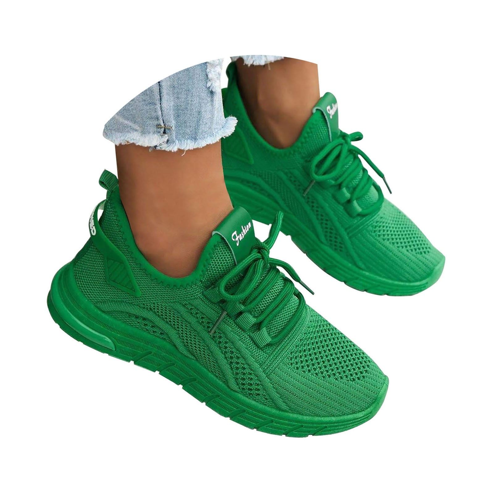 Linfrsh Women's Walking Shoes Soft Cushion Running Tennis Shoes Non-Slip Comfortable Breathable Workout Sports Athletic Fashion Sneakers(Green,Size 7)