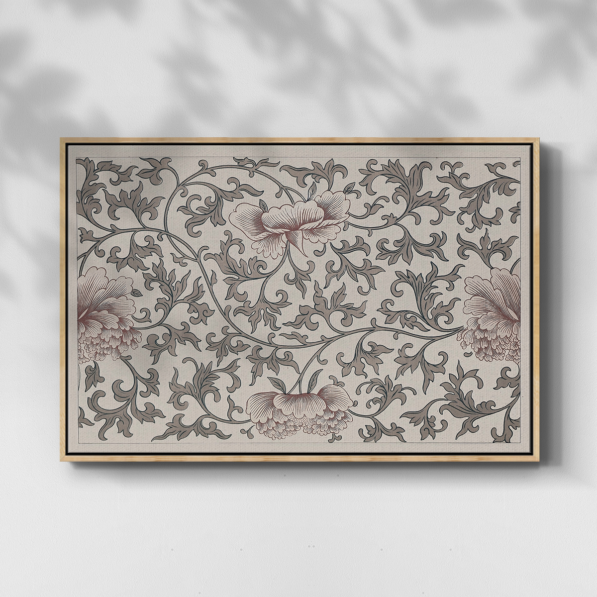 Vintage Abstract Print-XVII Framed in Natural Wood Wood Gallery Wrapped Canvas 25 in. x 37 in.