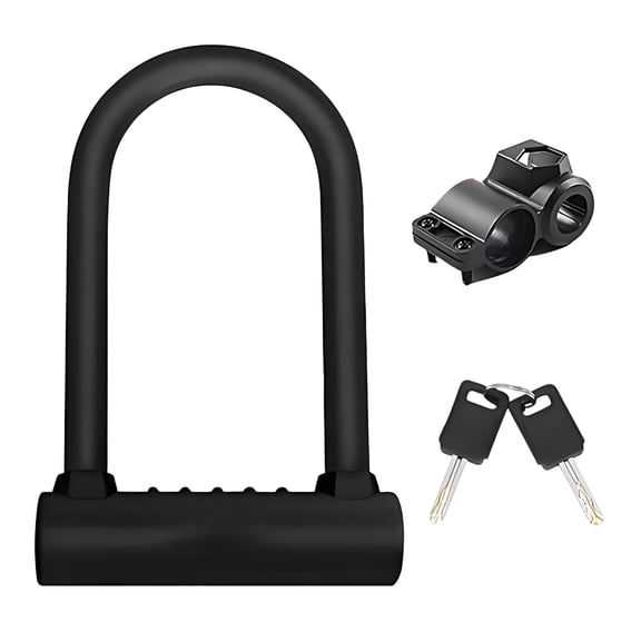 ZHZFKQ Bike Lock，Scooter Lock with Mounting Bracket and Two Keys，Security Anti Theft U Lock