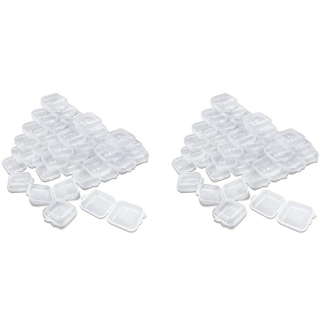 100 Paquetes Contenedores Pequeños de Plástico Transparente para Almacenamiento, Mini Vacío Mixto, Estuche con Tapas para Artículos Pequeños Proyectos de Manualidades