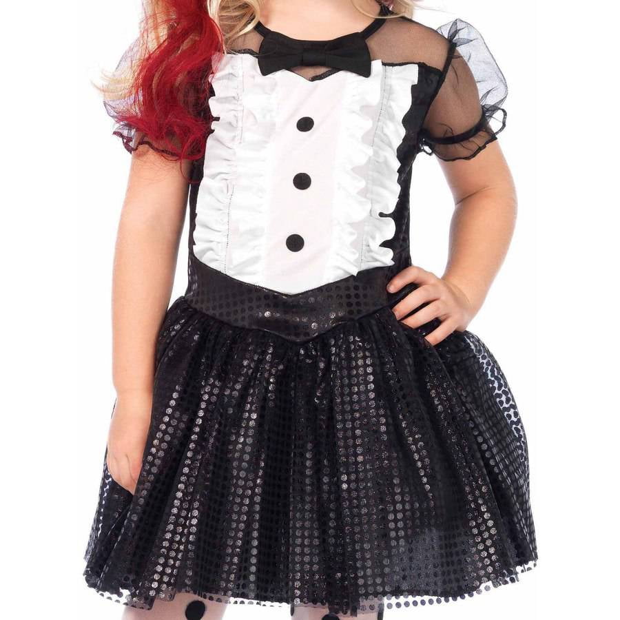 Girls' 3PC. Tuxedo Kitty Costume w/ Tuxedo Dress, Removable Tail, Headband