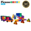 PicassoTiles 82 Piece Designer Artistry Set Clear 3D Magnet Building Blocks Tiles (Including 2 Car Truck Set)