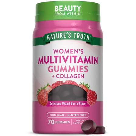 Womens Multivitamin | Plus Collagen & Biotin | 70 Gummies | Non-GMO, Gluten Free | by Nature's Truth