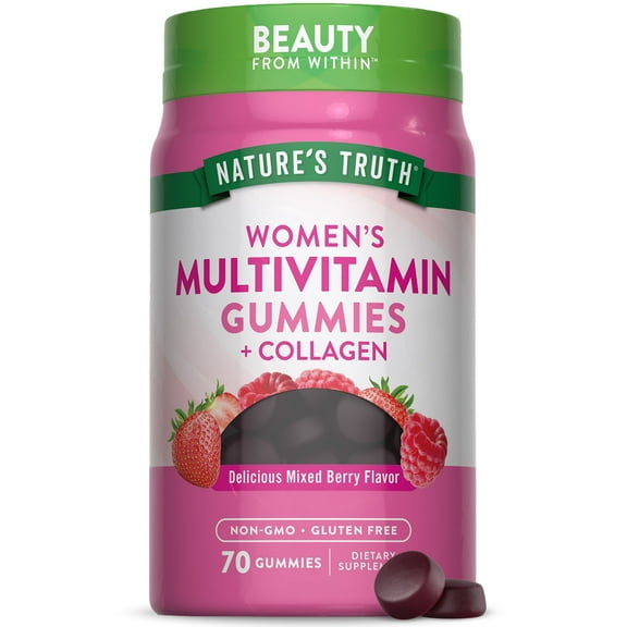 Womens Multivitamin | Plus Collagen & Biotin | 70 Gummies | Non-GMO, Gluten Free | by Nature's Truth