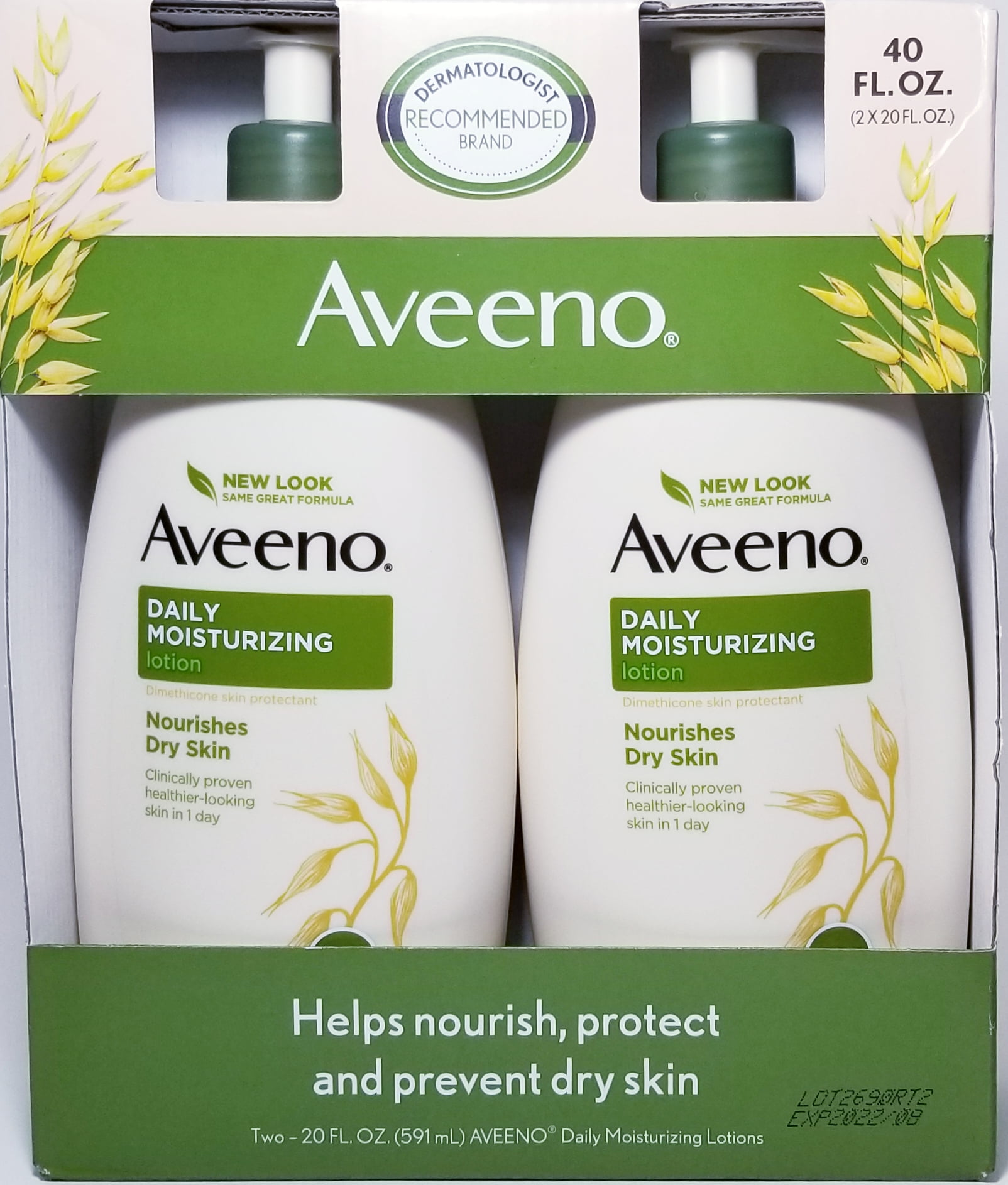 Pack of 2 Aveeno Dayly Moisturizing Lotion. Helps Nourish, Protect, and