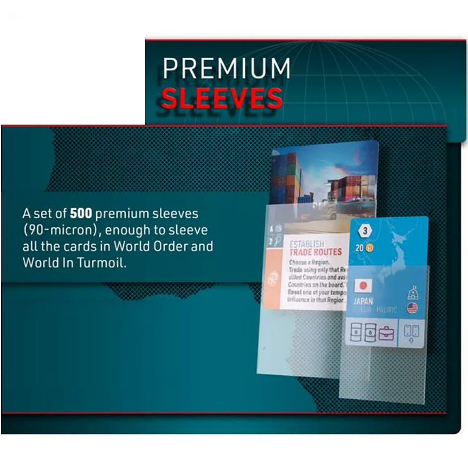 World Order: 500 Premium Sleeves - Clear Card Protectors, 90 Micron Thickness, Cover Base Board Game & Expansion Cards, Tabletop Add-On Accessory