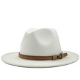 thumbnail image 4 of Sombrero sencillo con cinturón de gamuza y lana, estilo jazz, para otoño e invierno, para mujer, 4 of 6