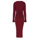 thumbnail image 4 of Vestido con cuello en V ajustado Color sólido Mujer Estilo elegante Traje diario Ygjytge Vino rojo T M para Mujer, 4 of 9