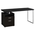 thumbnail image 2 of Sleek 60"l Desk For Home Office Use - Brown Laminate Surface, Grey Metal Base, Storage Drawers, Left/right Setup Option Computer With Large Drawer Laminate, Metal, Contemporary Design,, 2 of 3