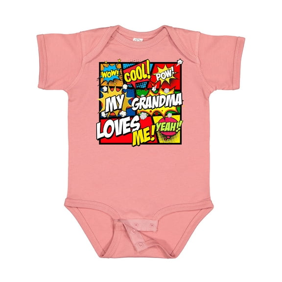 Inktastic My Grandma Loves Me Superhero Boys or Girls Baby Bodysuit