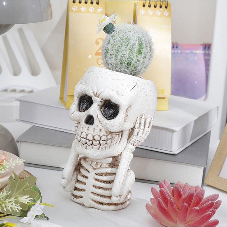 Zhourta Halloween Skull Planter Pot for Succulents Cactus Plants 6 Inch  Funny Flower Pot Gothic Flower Pot with Drainage Spooky Home Decoration -  Walmart.com