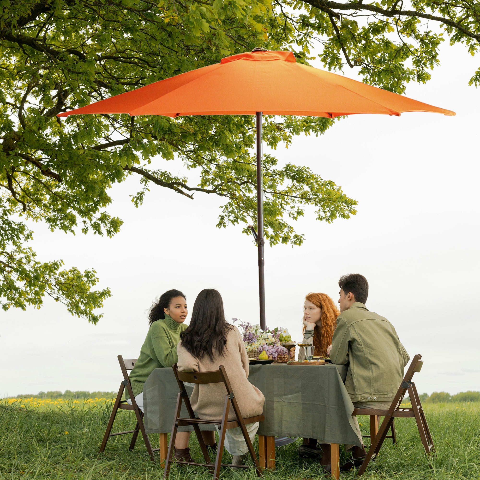 7.5' Outdoor Patio Market Umbrella with Hand Crank - Orange