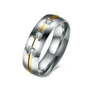 Thomas Wedding Ring Band Gold Stainless Steel Men Women CZ Ginger Lyne Collection
