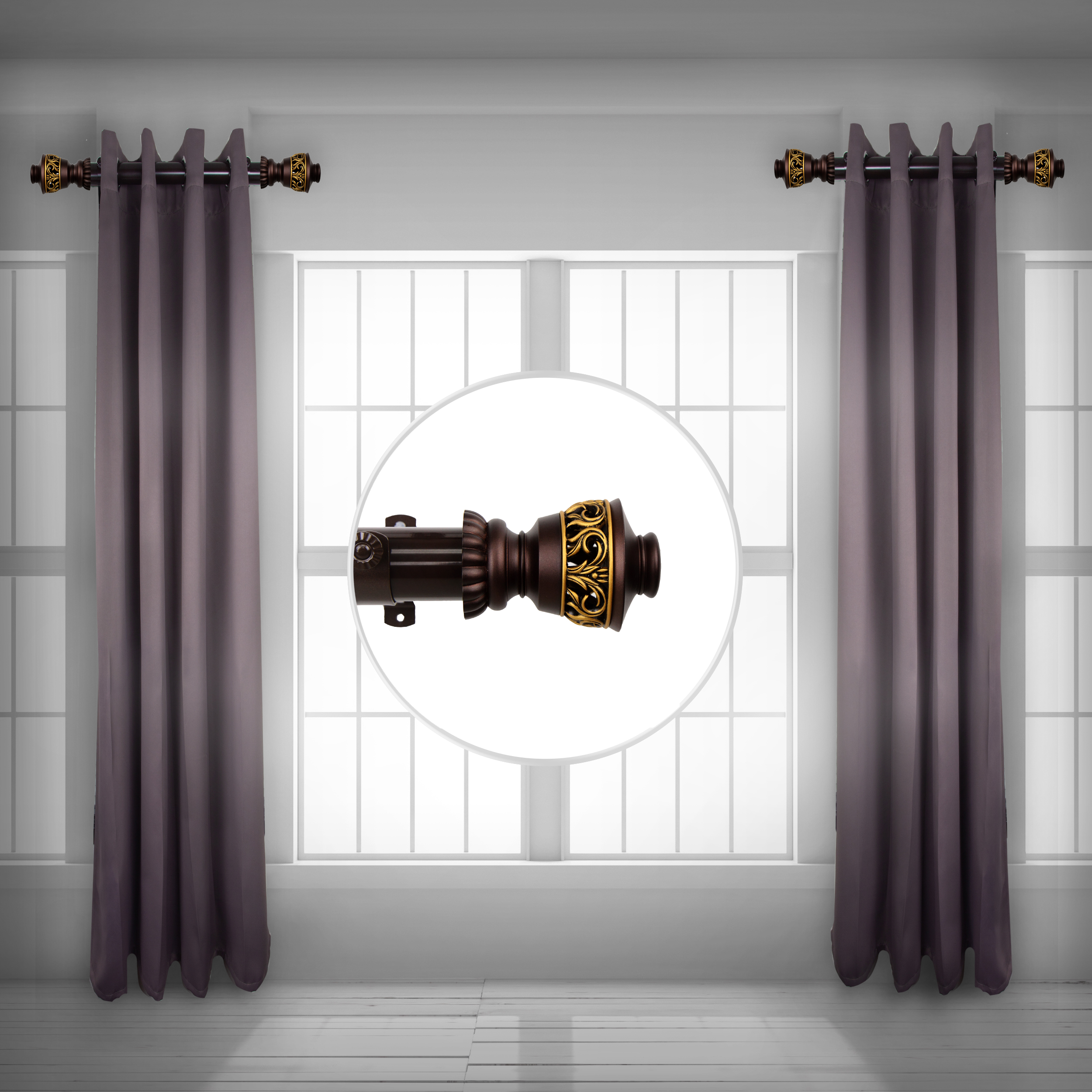 Laurence 1.5" Side Curtain Rod 24 inch Long (Set of 2) - Cocoa