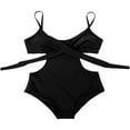 thumbnail image 4 of Women Front Cross Tummy Control High Waist Monokini Leopard Snake Skin Printed Bikinis, 4 of 4