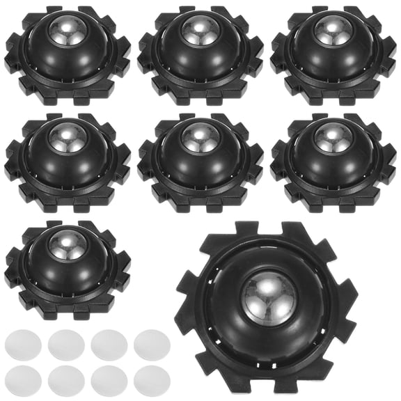 Uxcell 8-Pack Self Adhesive Caster Wheels for Appliances, Nickel Plated Steel Balls 360°Rotation Mini Casters SwivelAppliance Slider [Black]