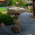 thumbnail image 6 of 23” Tall Fibre Reinforced Concrete Birdbaths with Birds for Patio, Woodland Tree Trunk Decorative Outdoor Bird Bath for Garden，Pedestal Birdbaths for Outdoors, Garden, Patio, Lawn, Backyard, 6 of 7