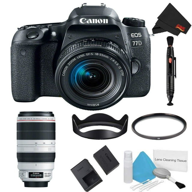 Canon EOS 77D Appareil Photo Reflex Numérique avec Objectif 18-55mm Ensemble de Base + Objectif 100-400mm (Modèle Intl)