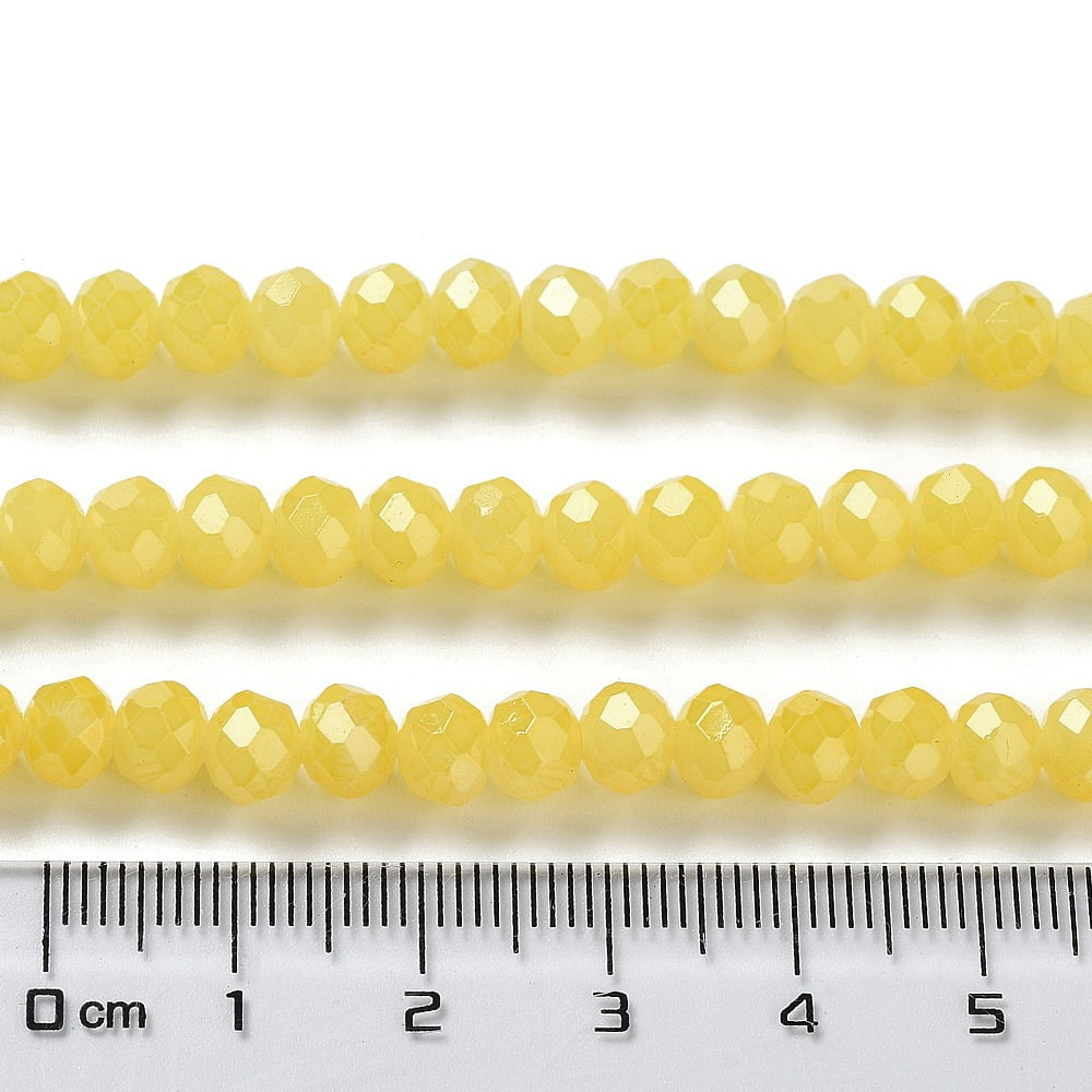 Baking Painted Imitation Jade Glass Bead Strands Faceted Rondelle Yellow 6x5mm Hole: 1.2mm about 85pcs/strand 16.73''(42.5cm)