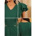 thumbnail image 5 of DARING DIVA Women's Formal Ruffled Sleeve Wide Legs Jumpsuits L Dark Green, 5 of 6