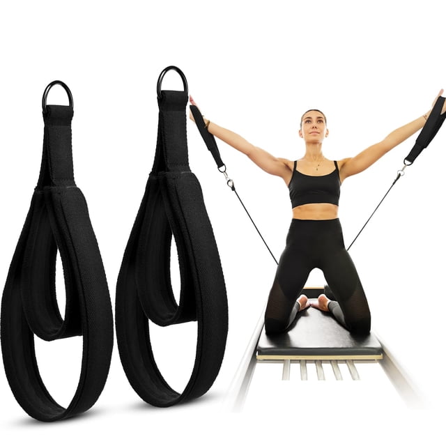 Correas de pilates de doble lazo para Reformer Fitness, 2 unidades, negras