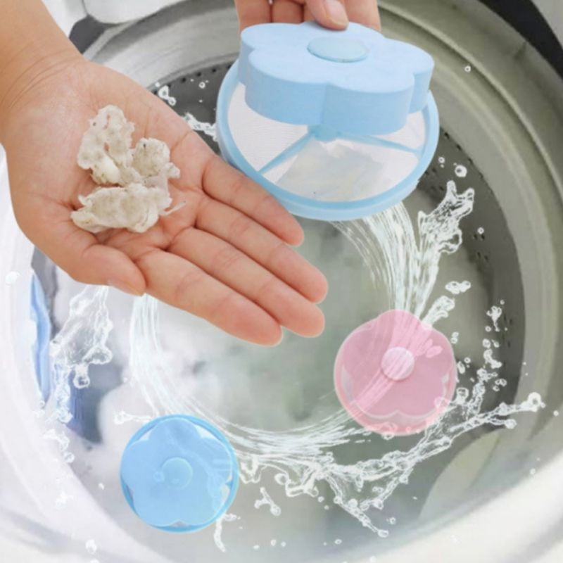 Flower Washing Machine Hair Removal Home Laundry Ball Floating Filter Mesh Bag 