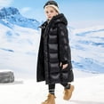 thumbnail image 2 of Mercatoo Long Puffer Coat for Boys Girls Winter Quilted Zip Up Hooded Jacket Kids 𝐖aterproof Warm Solid Outdoor Down Outerwear, 2 of 8