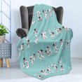 thumbnail image 4 of Alphabet Soft Flannel Fleece Blanket, Print of Nursery Themed Graphic of Z with Whimsical Cow Printed Letters, Cozy Plush for Indoor and Outdoor Use, 60" x 80", Pale Blue Grey Blush, by Ambesonne, 4 of 5