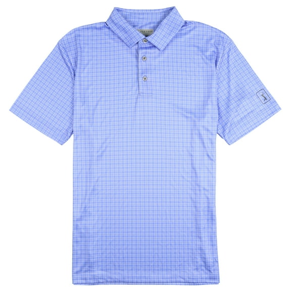 PGA TOUR Men's Check Print Polo Golf Shirt Medium Persian Jewel Blue