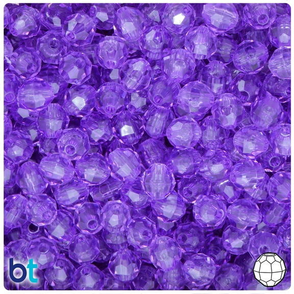 BeadTin Pale Amethyst Transparent 8mm Faceted Round Plastic Beads (450pcs)