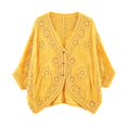 thumbnail image 6 of jiaxiM Lightweight Cardigans for Women Crochet Knit Open Front Long Sleeve Loose Casual Boho Summer Tie Front Beach Coverup, 6 of 6