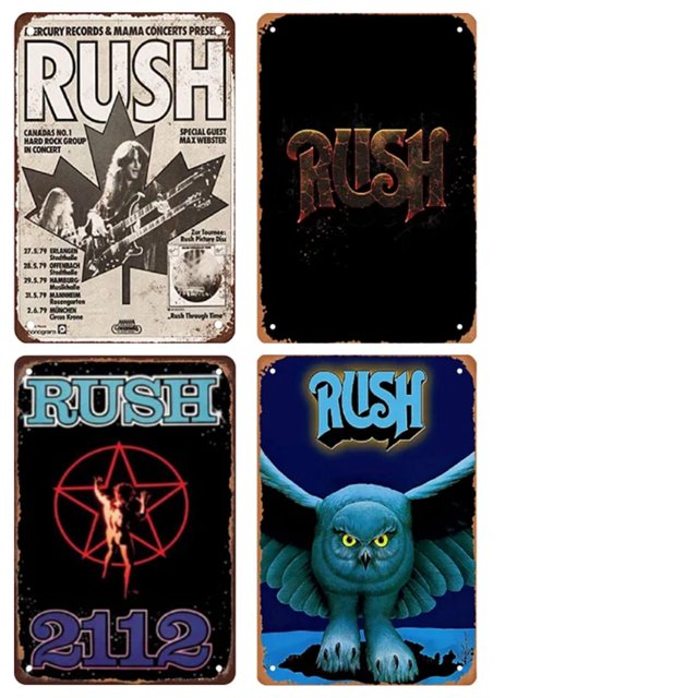 Kit Pintura Hierro Rectangular Placa Metal Vintage Rush Band 20x30cm 4 Uds.