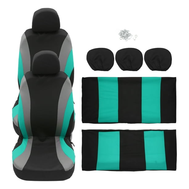 Kit universal de 9 fundas para asientos de coche, protectores de asientos interiores de coche SUV lavables y transpirables, color verde