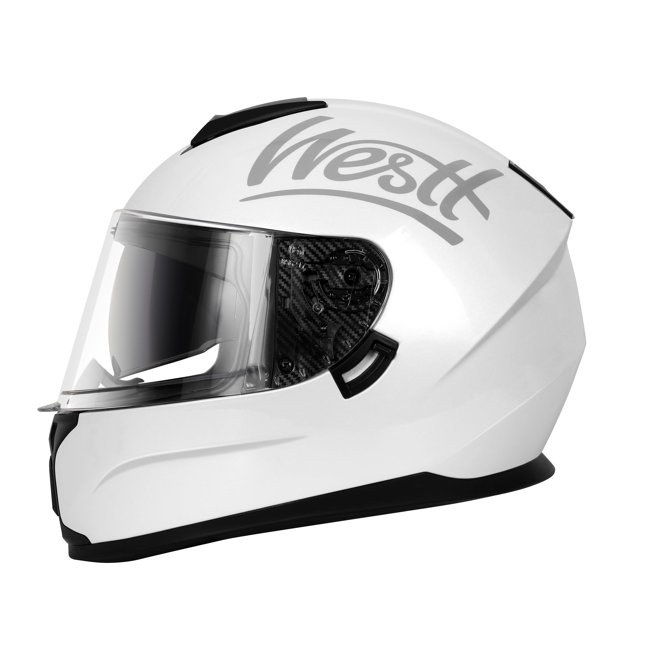 Westt Full Face Helmet - Motorcyle Helmet with Dual Visor DOT Approved - White XL