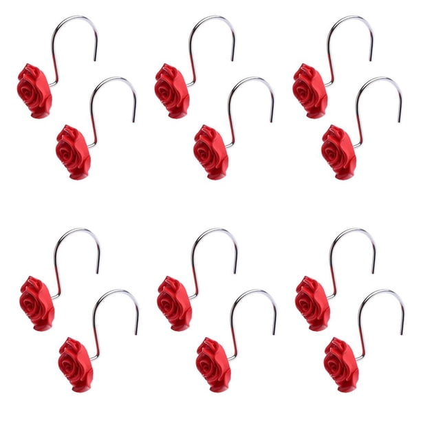 12 Piezas de Despzamiento Soporte Rosa Duradero Moderno Accesorio Casa Inoxidable rojo perfecl Gancho para cortina de ducha