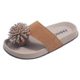thumbnail image 6 of Tigivemen Toddler Sandals for Kids Girls Rhinestone Flower Flip Flops Stylish Open Toe Sandal Summer Beach Thong Sandals Khaki Size 8, 6 of 7