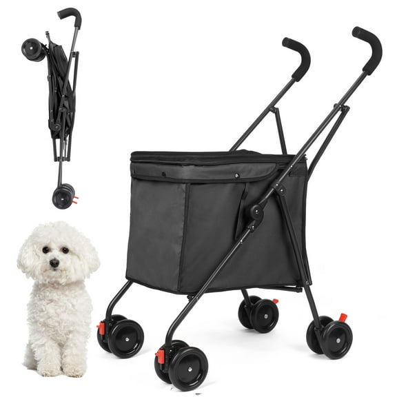 Wedyvko Pet Stroller with 4 Wheels,Series Folding Shopping Cart with Wheels, Grocery Cart with Removable Canvas with Cover, Lightweight Utility Cart for Groceries and Laundry,Black