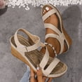 thumbnail image 4 of Women's Orthopedic Sandals High Heeled Platform Wedges Open Toe Crooss Strap Hook and Loop Casual Slingback Beach Vacation Dress Shoes Beige Size 9.5, 4 of 7