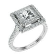 thumbnail image 2 of Dash Jewel Women's Princess Cut Engagement Ring - 1.5 Ct Lab-Created Simulated Diamond - Double Halo Design in 14K White Gold Plated Rings - Perfect for Her - Delicate Rings for Wife, 2 of 6