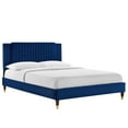 thumbnail image 2 of Modway Zahra Channel Tufted Performance Velvet Full Platform Bed in Navy, 2 of 8
