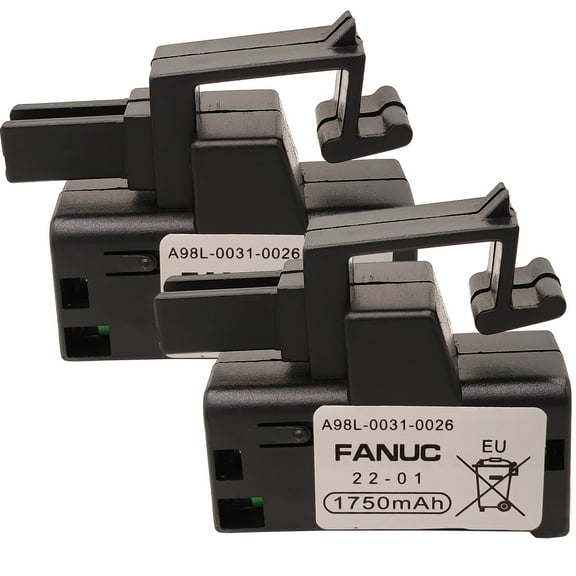 (2-Pack) 3V 1750mAh PLC Battery Replacement for FANUC A02B-0309-K102 Part NO A98L-0031-0026, Lithium Battery in Hard CASE, FANUC CNC Machine controler Battery