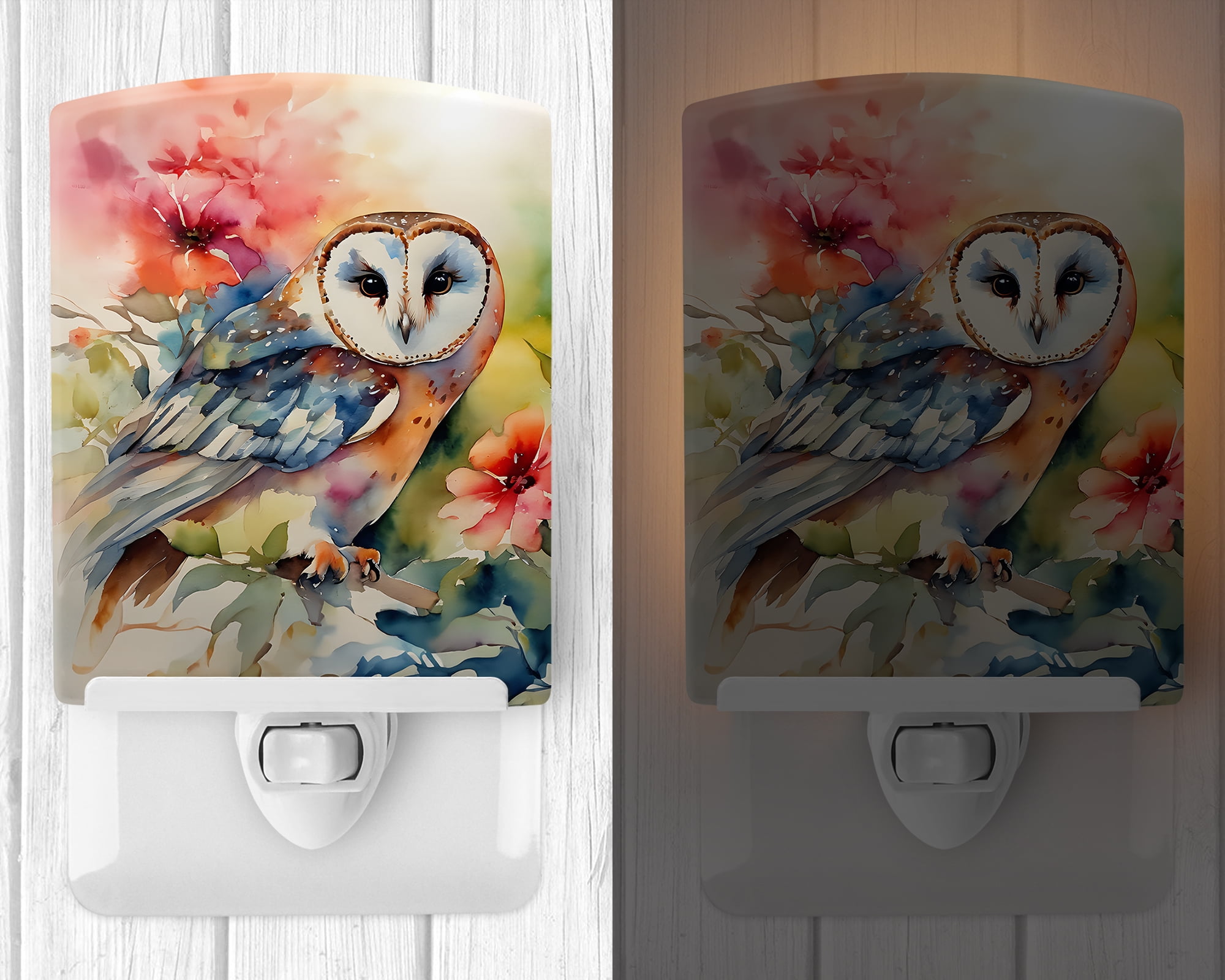 Barn Owl Ceramic Night Light 4 in x 6 in