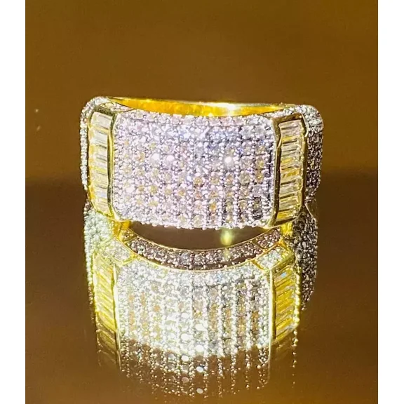 3 Ct Round Cut White Customize Man's Band Ring 14k Yellow Gold Plated